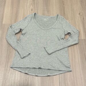 American Eagle Outfitters Gray Ribbed Knit Top